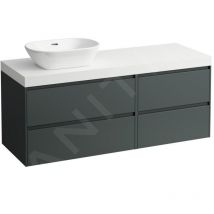 Laufen - Lani - Meuble sous-lavabo, 58x137x49 cm, 4 tiroirs, découpe à gauche, gris/blanc H4045821122661