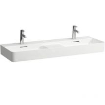 Val - Double-lavabo, 120x42 cm, avec trop-plein, 2 trous pour robinetterie, lcc, blanc H8142824001041 - Laufen