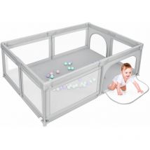 Haloyo - Laufgitter für Baby,Faltbar Baby ,Playpen Kinderzaun,Kinder-Laufstall,mit 50 Kugel,Laufstall Weich et Rutschfest,205 x 147 x 66cm,hellgrau