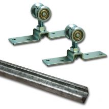 Laufschiene Stahl 2,5m + Beschlagset bis 55 kg