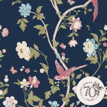 Laura Ashley - Summer Palace Vliestapete Midnight Blue 10mx52cm