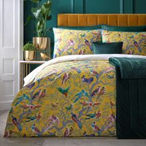 Laurence Llewelyn Bowen Birdity Absurdity 200 Thread Count 100% Cotton Duvet Cover Set, Yellow, Super King