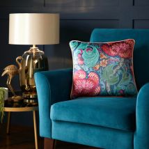 Down the Dilly Velvet Piped Edge Filled Cushion, Blue, 43 x 43 Cm - Laurence Llewelyn Bowen