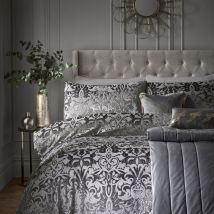 Laurence Llewelyn Bowen - Firenza Damask Woven Jacquard Duvet Cover Set, Slate, King