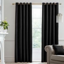 Montrose Velvet Blackout Eyelet Lined Curtains, Black, 90 x 90 Inch - Laurence Llewelyn Bowen