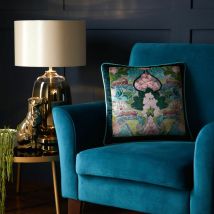 Laurence Llewelyn Bowen Suburban Jungle Velvet Piped Edge Filled Cushion, Teal, 43 x 43 Cm