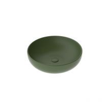 Lavabo a Bacinella - Diametro 45 cm - Verde Oliva Opaco - Ceramica - Da Appoggio - Interamente Smaltato