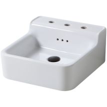 Bleu Provence - Industrialis - Lavabo À Bords Larges - Style Industriel En Céramique - 44cm - Blanc