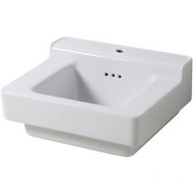 Bleu Provence - Lavabo à Bords Larges - Style Industriel en Céramique - 60cm - Blanc - Industrialis