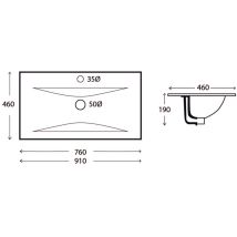 Lavabo top per mobile serie fantasy 91 x 46 cm