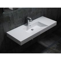 Lavabo a muro / lavabo sospeso - marmo artificiale - BS6036 - bianco -122 x 48 x 13,5 cm
