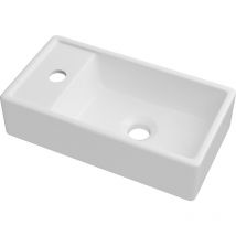 Granitan - lavabo à poser céramique blanche rectangulaire petite salle de bain aspra