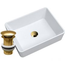 Granitan - lavabo à poser en granit blanc or plug