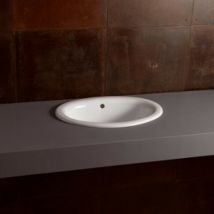 Lavabo a Incasso 57x47xh17 cm - Monoforo - Linee Morbide - In Ceramica - Bianco Lucido