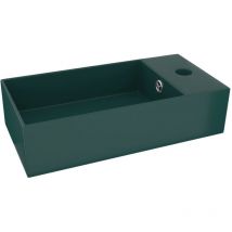 Lavabo de salle de bain avec trop-plein Céramique Vert foncé Vidaxl Vert foncé