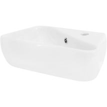 Ml-design - Lavabo ad Angolo d'Appoggio in Ceramica Bianco 450 x 270 x 130 mm Lavandino Angolare a Parete con Troppopieno Foro per Rubinetto Scarico