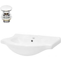 Luxebath - ML-Design Lavabo De Cerámica Blanco Brillante 770 x 215 x 515 mm Con Juego De Desagüe Con Rebosadero Válvula Pop Up 100 mm Altura