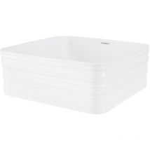 Luxebath - ML-Design Lavabo de Cerámica 39 x 39 x 15 cm Blanco Brillante Fregadero Cuadrado de Pared o Sobre Encimera Pila de Diseño Moderno