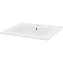 Luxebath - ecd Germany Lavabo Cerámica Blanco Rectangular 610x465x175 mm Con Juego De Drenaje Con Rebosadero Lavamanos Moderno Encastrable Pila Para