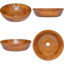 Lavabo Bois de teck massif Φ40x10 cm - Lavabo En Bois - Lavabo Teck - Lavabo Salle De Bain - Meuble Lavabo - Washbasin Bois - Home & Living