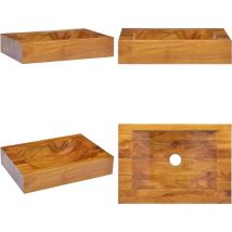 Lavabo Bois de teck massif 50x35x10 cm - Lavabo En Bois - Lavabo Teck - Meuble Salle De Bain - Lavabo Design - Robinetterie Salle De Bain - Home &