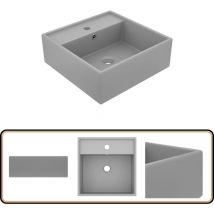 Lavabo carré à trop-plein Gris clair mat 41x41 cm Céramique - Lavabo Carre - Lavabo Céramique - Lavabo Salle De Bain - Lavabo Design - Lavabo Moderne