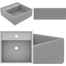 Lavabo carré à trop-plein Gris clair mat 41x41 cm Céramique - Lavabo Carre - Lavabo Céramique - Lavabo Salle De Bain - Lavabo Design - Lavabo Moderne