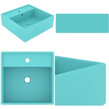 Lavabo carré à trop-plein Vert clair mat 41x41 cm Céramique - Lavabo Carre - Lavabo Céramique - Lavabo Salle De Bain - Lavabo Design - Lavabo Moderne