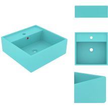 Lavabo carré à trop-plein Vert clair mat 41x41 cm Céramique - Lavabo Carre - Lavabo Céramique - Lavabo Salle De Bain - Lavabo Design - Lavabo Moderne