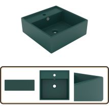 Lavabo carré à trop-plein Vert foncé mat 41x41 cm Céramique - Lavabo Carre - Lavabo Céramique - Lavabo Salle De Bain - Lavabo Design - Lavabo Moderne