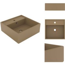 Lavabo carré de luxe à trop-plein Crème mat 41x41 cm Céramique - Lavabo Carre - Lavabo Céramique - Lavabo Salle De Bain - Lavabo Design - Lavabo