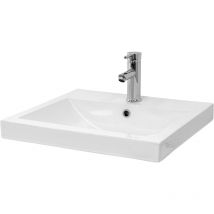 Luxebath - ML-Design Lavabo Encastrable, 54,5x16x45 cm, Cerámica, Diseño Rectangular, Lavadero Blanco, Lavamanos para Mueble Sanitario Baño o Aseo,
