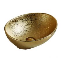 Lavabo cerámico sobre encimera, 40,5x33x14 cm, Dorado