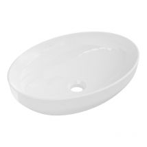 Lavabo cerámico sobre encimera, 50x37x14,5 cm, Blanco