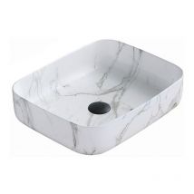 Lavabo cerámico sobre encimera, 50x39x13 cm, Blanco