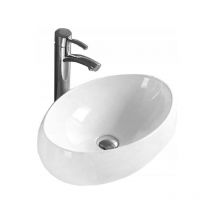 Lavabo cerámico sobre encimera, 60x40x15 cm, Blanco