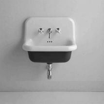 Bleu Provence - Lavabo de cerámica retro - 60 cm - True Colors - Negro (Nero 9005)