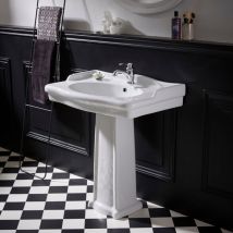 Planetebain - Lavabo colonne époque 80 cm rétro blanc