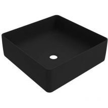 Ponsi - ercos Lavabo D'appoggio Quadrato In Ceramica, Lavabo Bagno Colore Nero Opaco , Senza Troppopieno, Dimensioni 416x416 mm