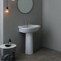 Alice Ceramica - Lavabo Con Colonna short - 65x52xh84 cm - Per Rubinetteria Monoforo - Con Foro Troppopieno