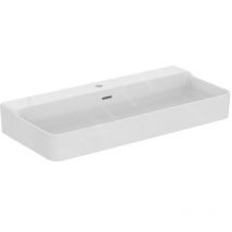 Standard Conca Ceram - Lavabo 1000x450 mm, avec trop-plein, trou pour robinet, blanc T369301 - Ideal
