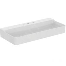 Standard Conca Ceram - Lavabo à poser 1000x450 mm, sans trop-plein, 3 trous pour robinet, blanc T383601 - Ideal