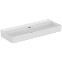 Standard Conca Ceram - Double-lavabo 1200x450 mm, avec trop-plein, sans trou pour robinet, blanc T380501 - Ideal