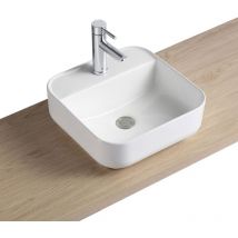 Lavabo rectangular de cerámica blanca 43 x 26,5 cm MOKI