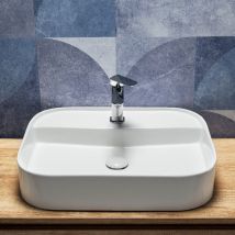 Lavabo da Appoggio 65x45 Cm in Ceramica Bianco