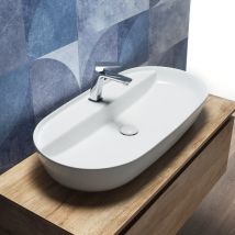 Lavabo da Appoggio 83x42 Cm in Ceramica Bianco