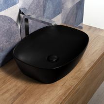 Lavabo da Appoggio a Bacinella 50x38 Cm Nero Opaco Moderno