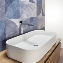 Lavabo da Appoggio a Bacinella 65x38 Cm Rettangolare Bianco