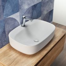 Kerm - Lavabo Da Appoggio A Bacinella In Ceramica 60x42 Cm Bianco