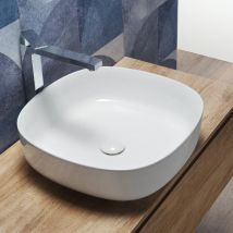 Lavabo da Appoggio a Bacinella Quadrato 45x45 Cm Design Moderno Bianco